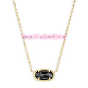 Elisa Gold Pendant Necklace in Black Opaque Glass